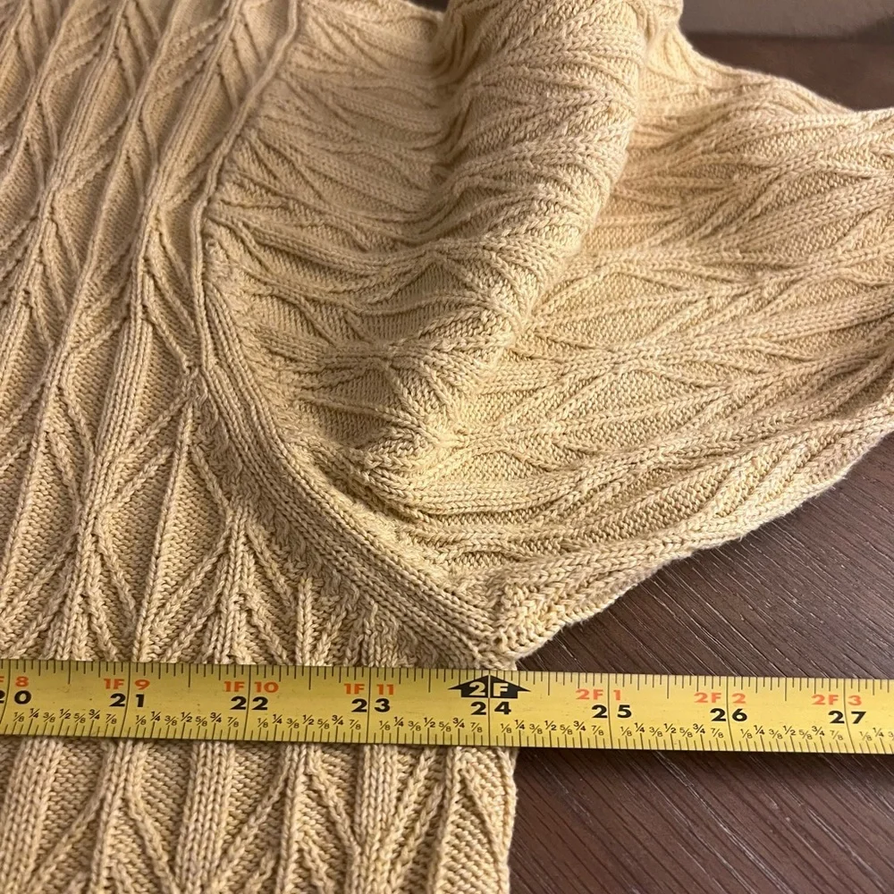 Talbots Men's Vintage Beige Cable Knit V-Neck Pullover Sweater XL